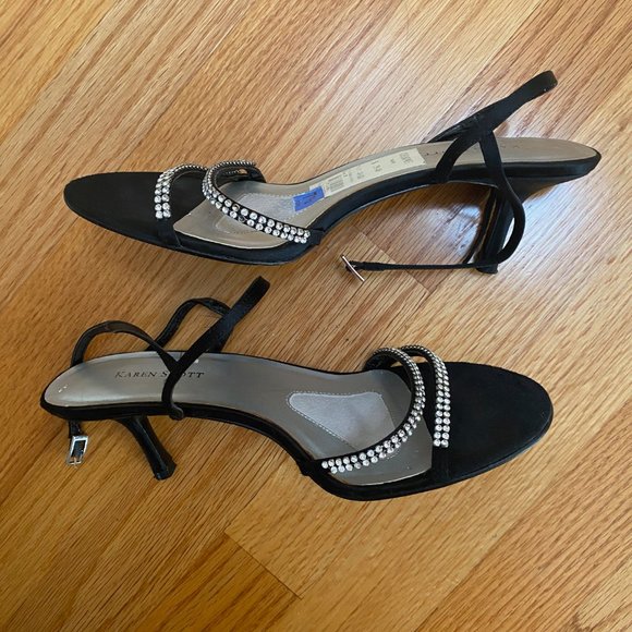 Black Stiletto Sandals with Rhinestone Detail - Picture 2 of 3